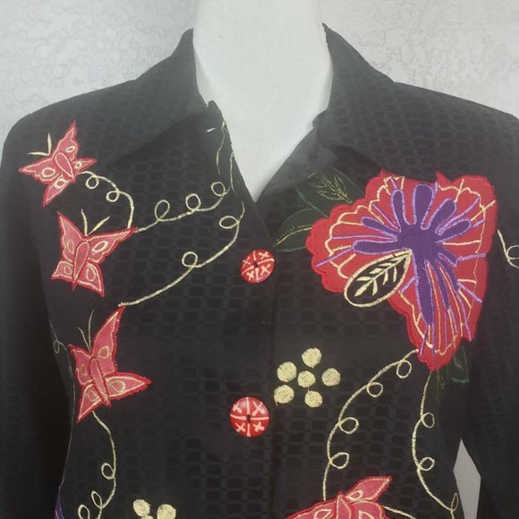 Alex Kim Floral Butterfly Blazer Jacket Small - Picture 3 of 8